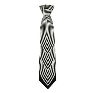 Di Moggio Men's Pure Silk Necktie Made in Italy Black White Geometric Pattern Ti